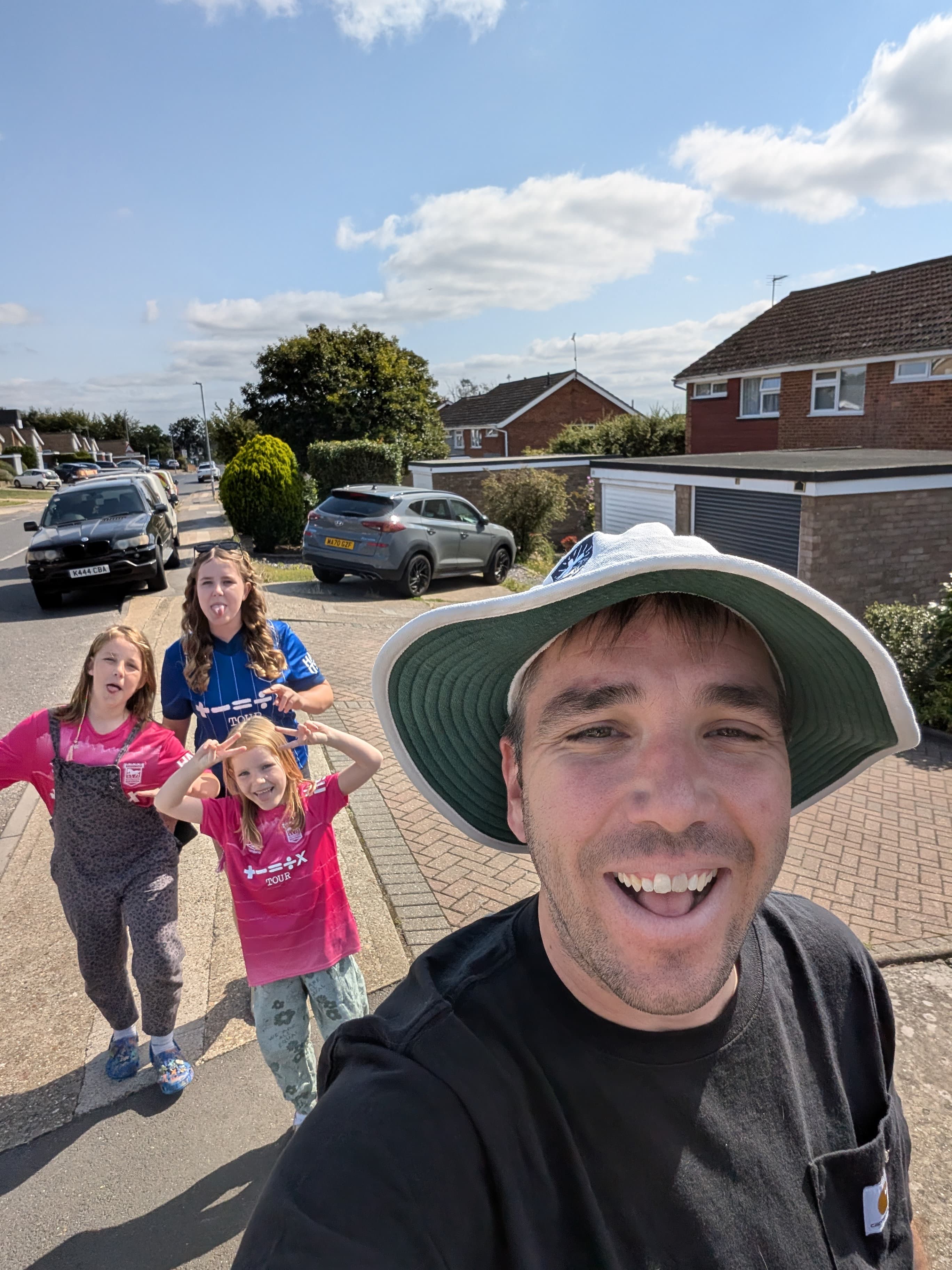 Dave Langdon Ipswich Suffolk based greeting card sales agent on the way to watch Ipswich Town FC