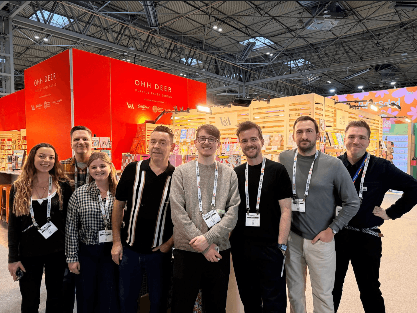 Dave Langdon with Ohh Deer wholesale team at Spring Fair NEC Birmingham — greeting card trade show, East Anglia sales agent portfolio