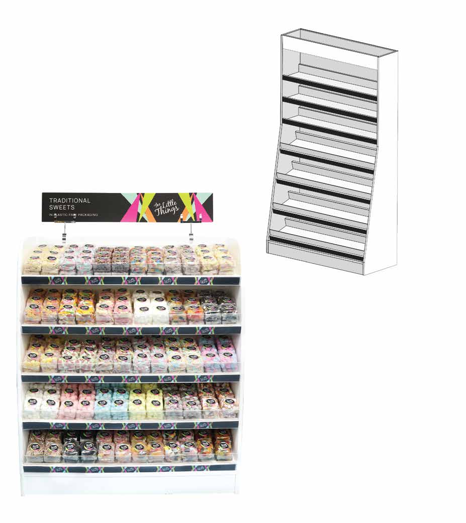 Installed branded sweets display and display frame