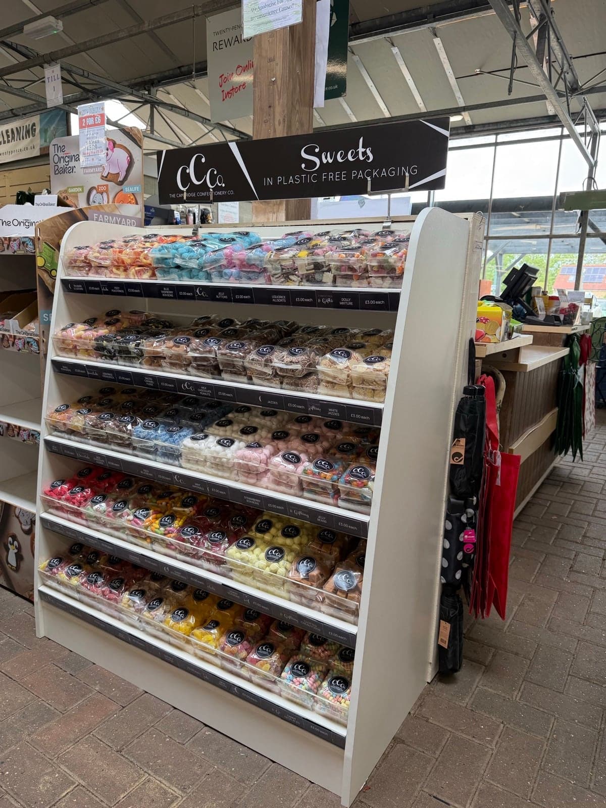 Impulse sweet display at Twenty Pence Garden Centre