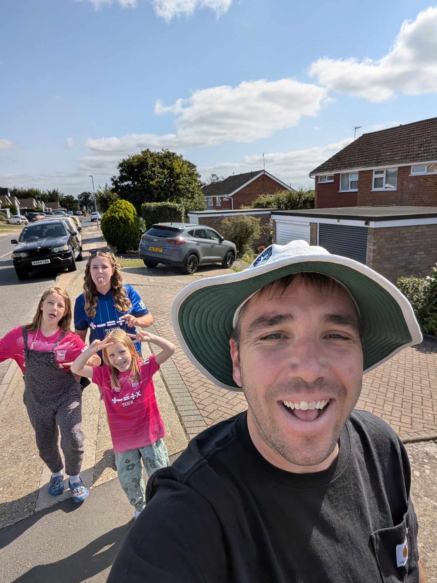 Dave Langdon Ipswich Suffolk based greeting card sales agent on the way to watch Ipswich Town FC